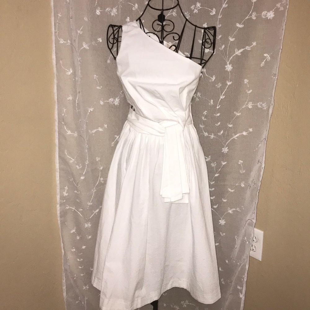 H&M One Shoulder White Dress with Cut-Out - Sz 2